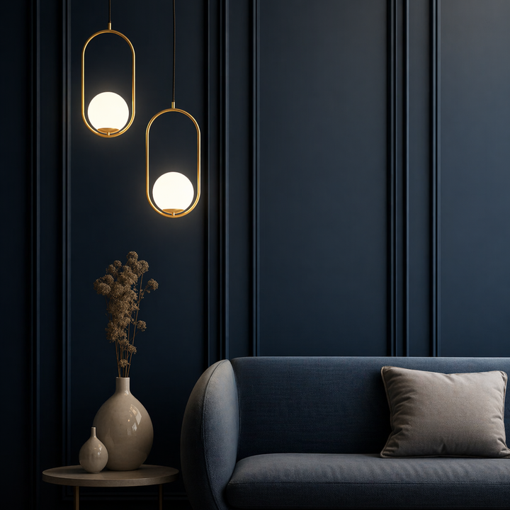 Modern Brass Glass Globe Hanging Pendant Light