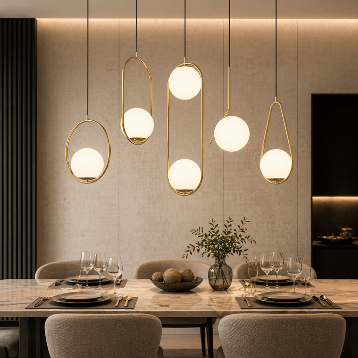 Modern Brass Glass Globe Hanging Pendant Light