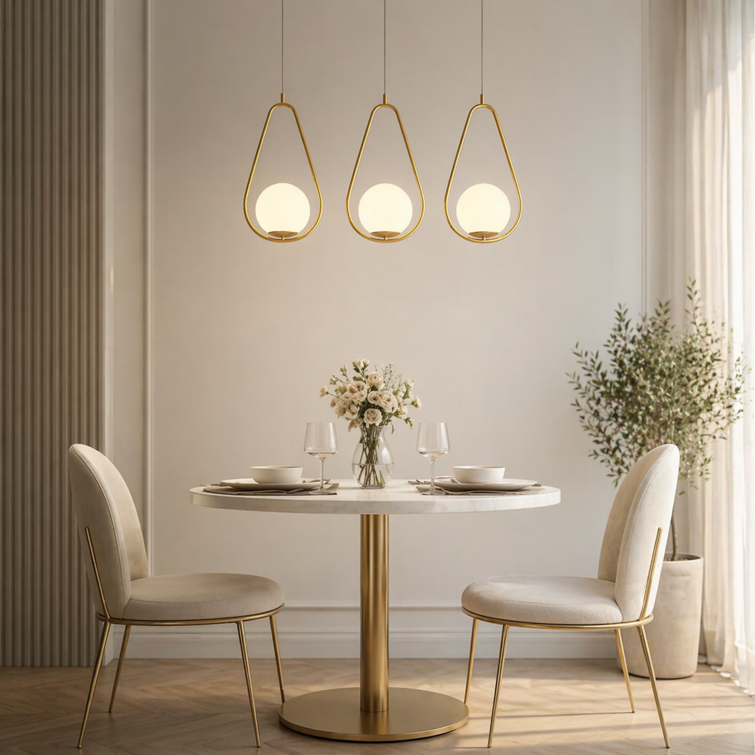 Modern Brass Glass Globe Hanging Pendant Light