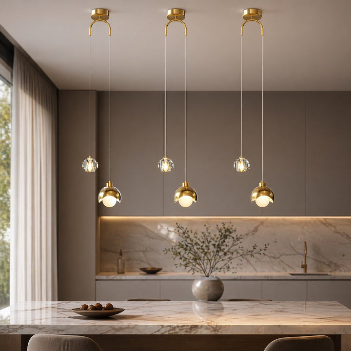 Modern Crystal Glass Hanging Pendant Light for Home Interiors