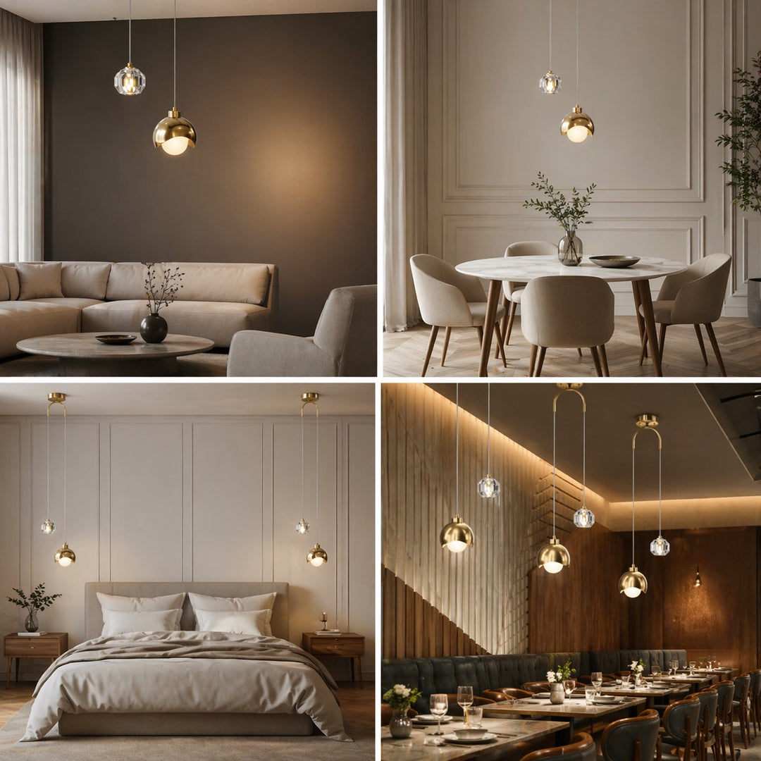 Modern Crystal Glass Hanging Pendant Light for Home Interiors