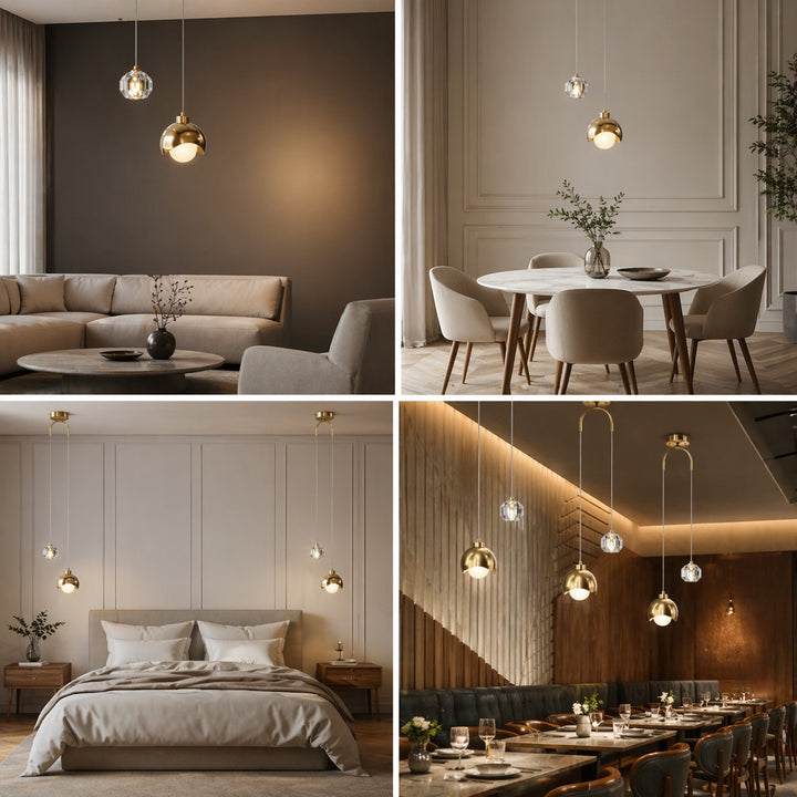 Modern Crystal Glass Hanging Pendant Light for Home Interiors