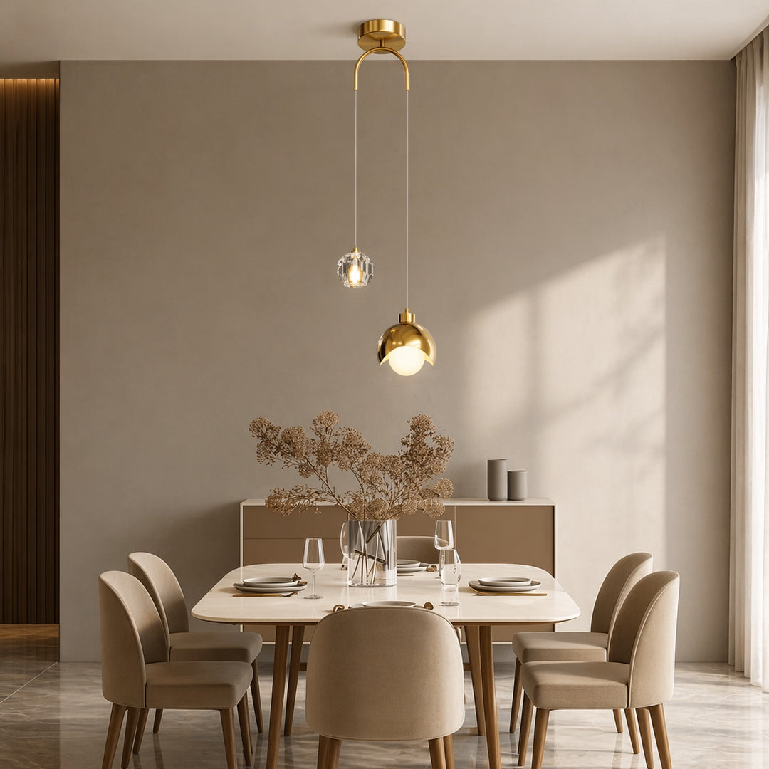 Modern Crystal Glass Hanging Pendant Light for Home Interiors