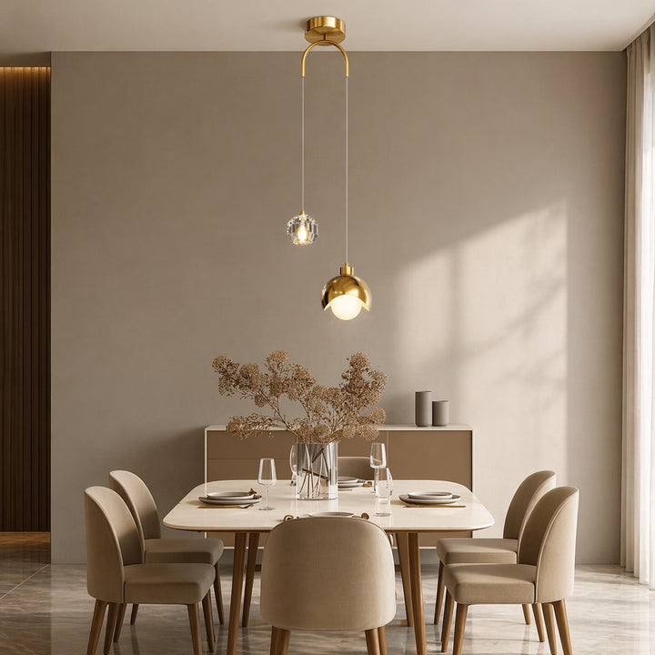 Modern Crystal Glass Hanging Pendant Light for Home Interiors