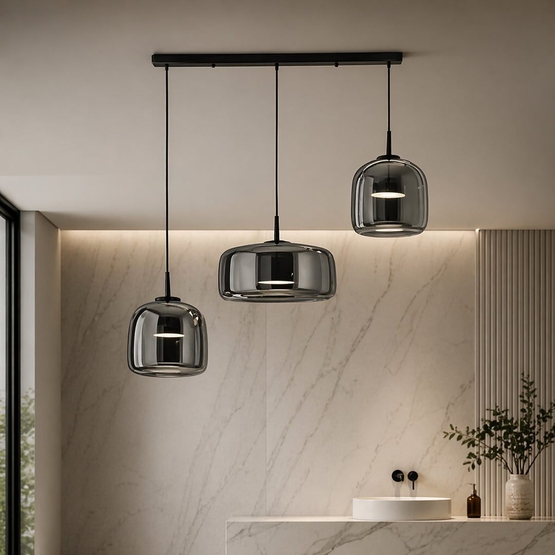 Modern Hand-Blown Glass Multi-Shade Pendant Light