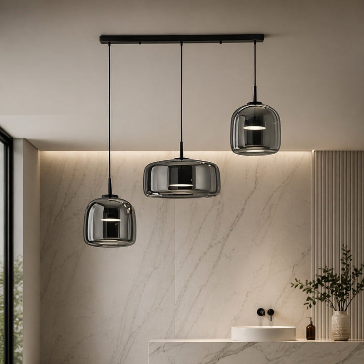 Modern Hand-Blown Glass Multi-Shade Pendant Light