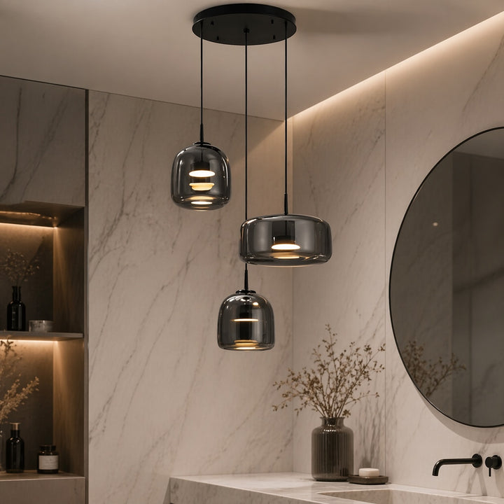 Modern Hand-Blown Glass Multi-Shade Pendant Light