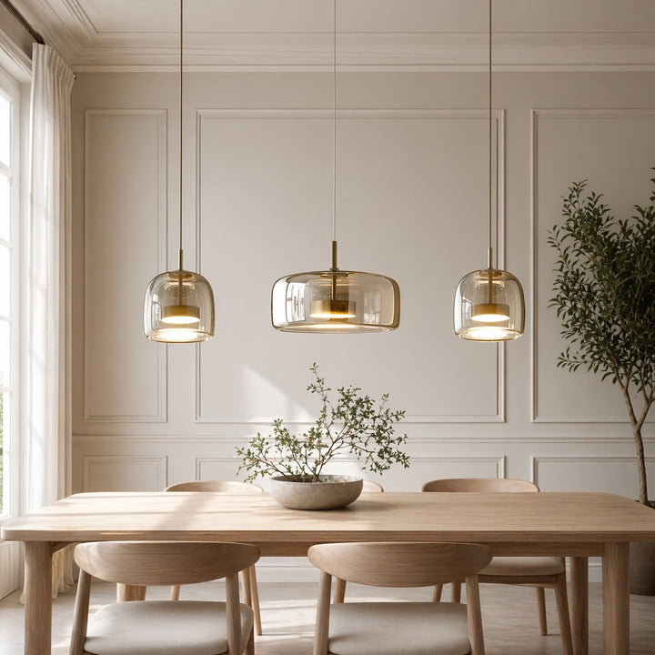 Modern Hand-Blown Glass Multi-Shade Pendant Light