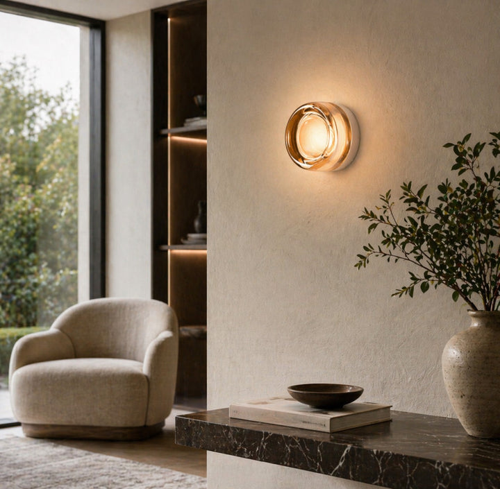 Modern Wall Light Wall Mounted Dimple Glass Aluminum with Smart Light Sensor 3000K