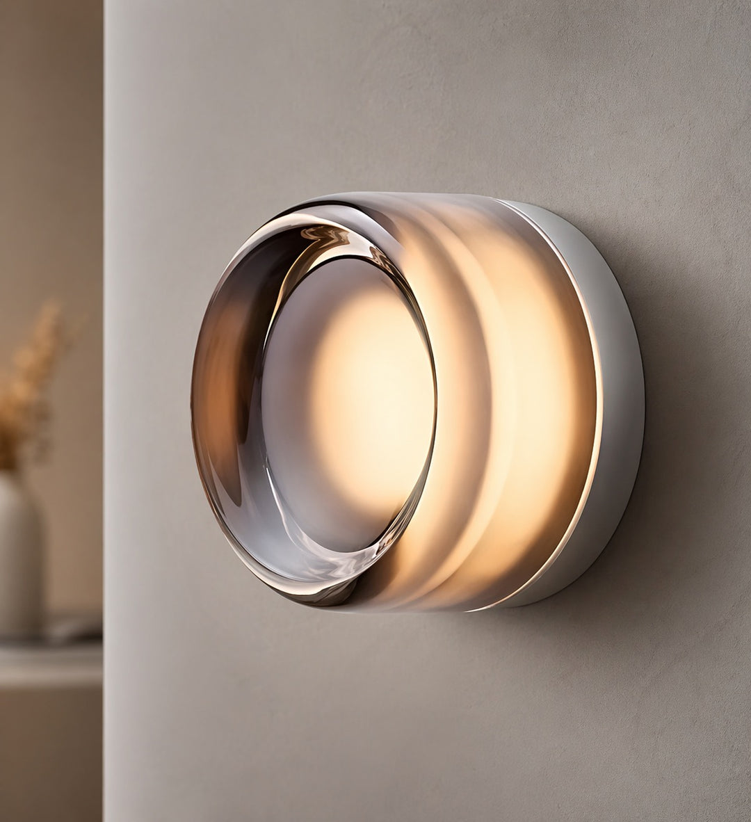 Modern Wall Light Wall Mounted Dimple Glass Aluminum with Smart Light Sensor 3000K