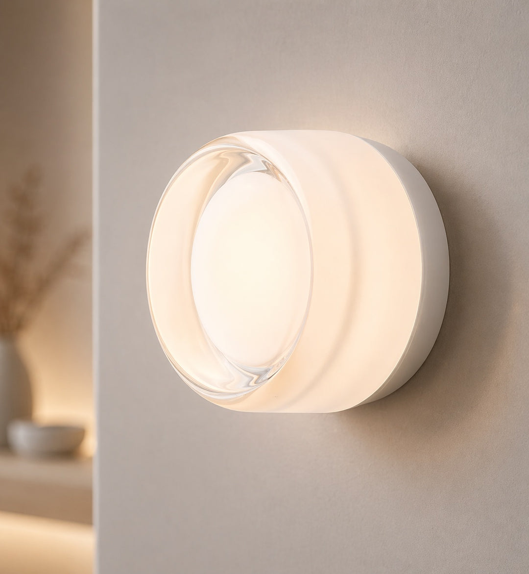 Modern Wall Light Wall Mounted Dimple Glass Aluminum with Smart Light Sensor 3000K