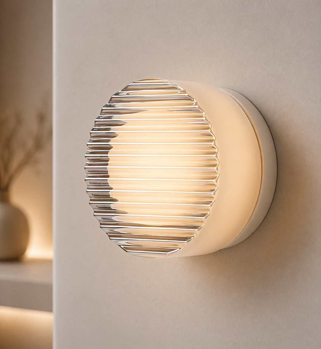 Modern Wall Light Wall Mounted Dimple Glass Aluminum with Smart Light Sensor 3000K