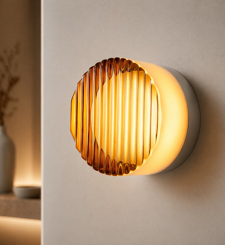 Modern Wall Light Wall Mounted Dimple Glass Aluminum with Smart Light Sensor 3000K