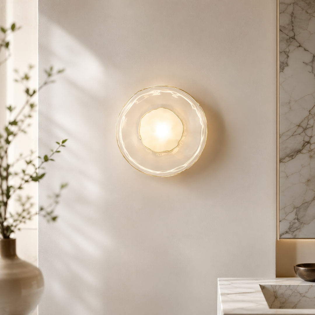 Nordic Wall Light Round Wall Mounted Glass Sconce with Aluminum Frame Integrated LED 5W