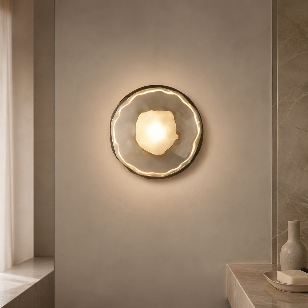 Nordic Wall Light Round Wall Mounted Glass Sconce with Aluminum Frame Integrated LED 5W