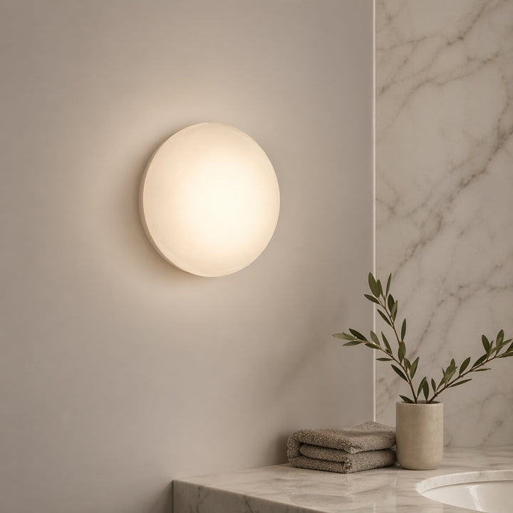 Nordic Wall Light Round Wall Mounted Glass Sconce with Aluminum Frame Integrated LED 5W