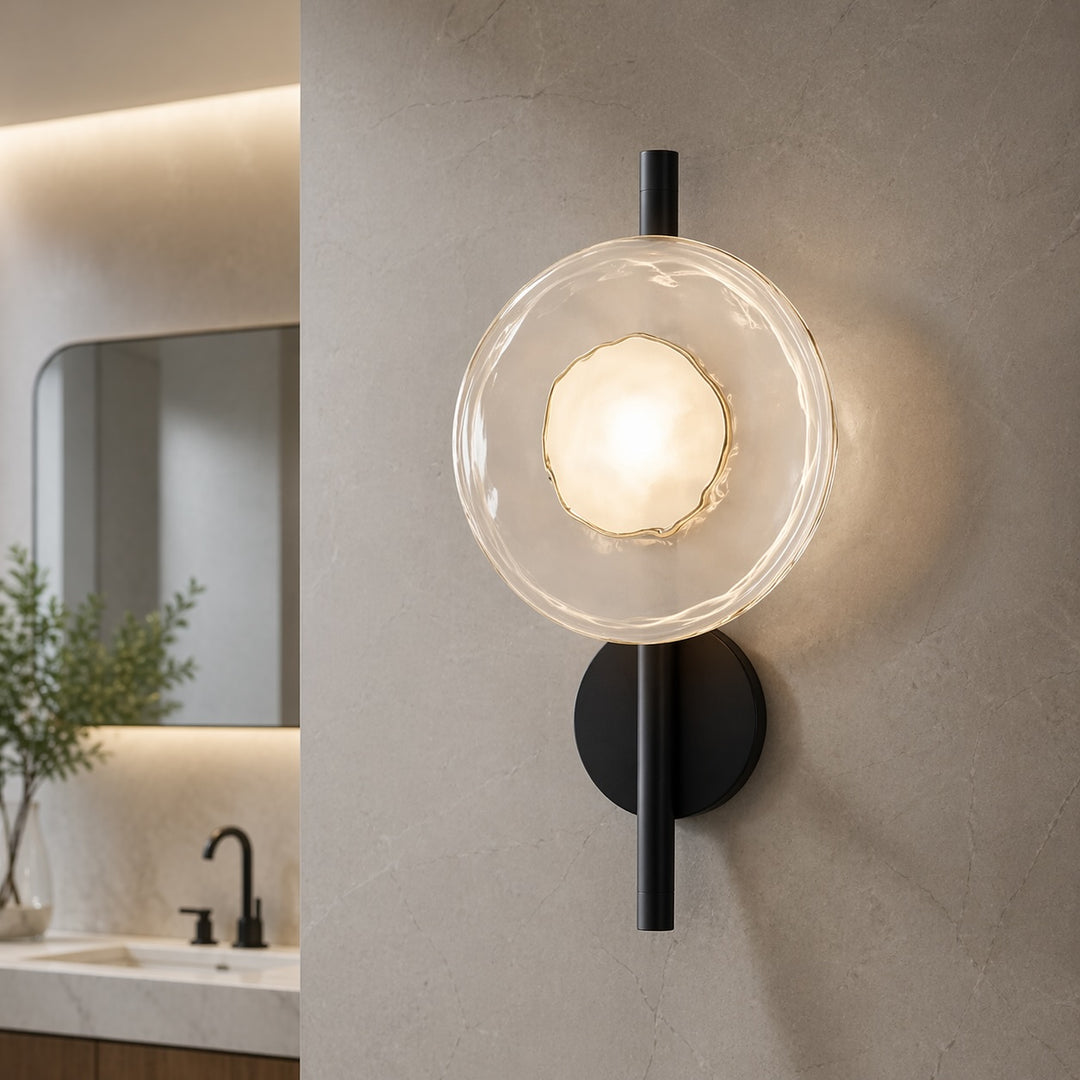 Nordic Wall Light Round Wall Mounted Glass Sconce with Aluminum Frame Integrated LED 5W
