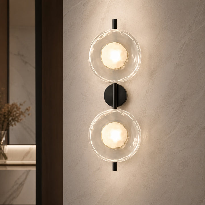 Nordic Wall Light Round Wall Mounted Glass Sconce with Aluminum Frame Integrated LED 5W