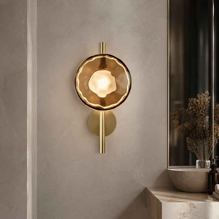 Nordic Wall Light Round Wall Mounted Glass Sconce with Aluminum Frame Integrated LED 5W