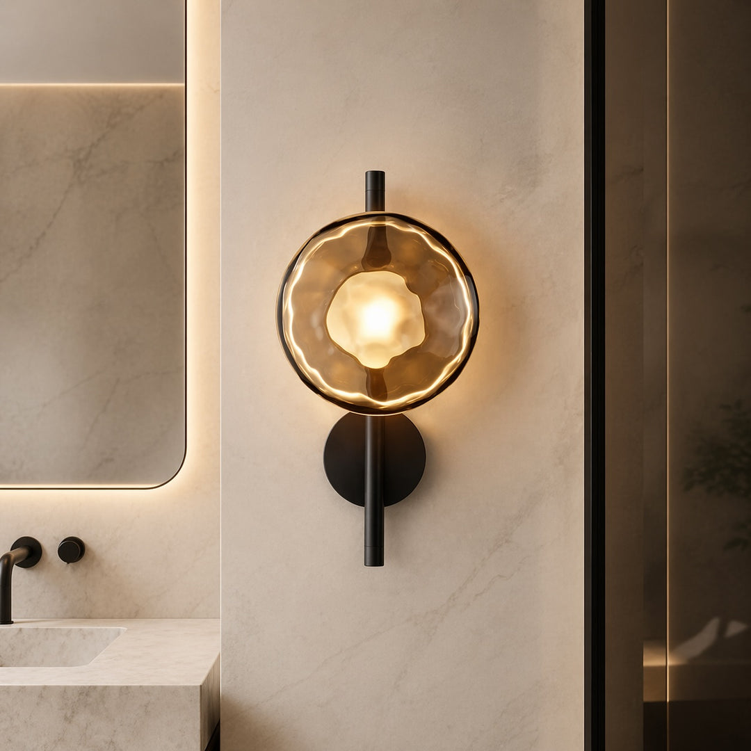 Nordic Wall Light Round Wall Mounted Glass Sconce with Aluminum Frame Integrated LED 5W