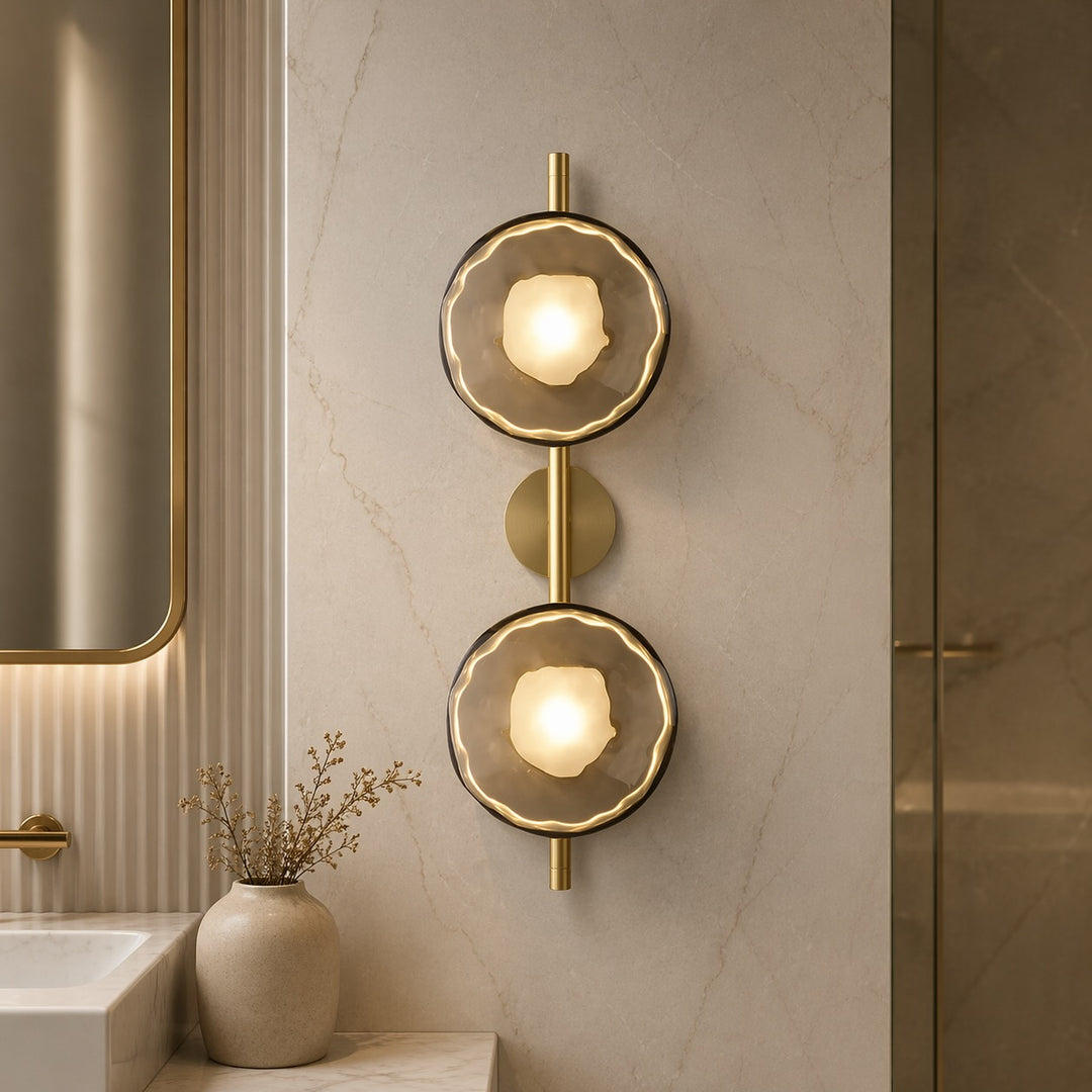 Nordic Wall Light Round Wall Mounted Glass Sconce with Aluminum Frame Integrated LED 5W