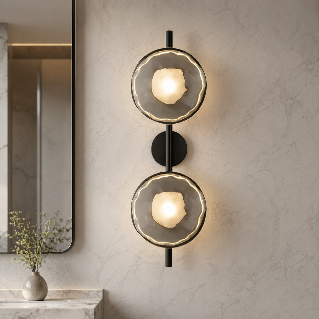 Nordic Wall Light Round Wall Mounted Glass Sconce with Aluminum Frame Integrated LED 5W