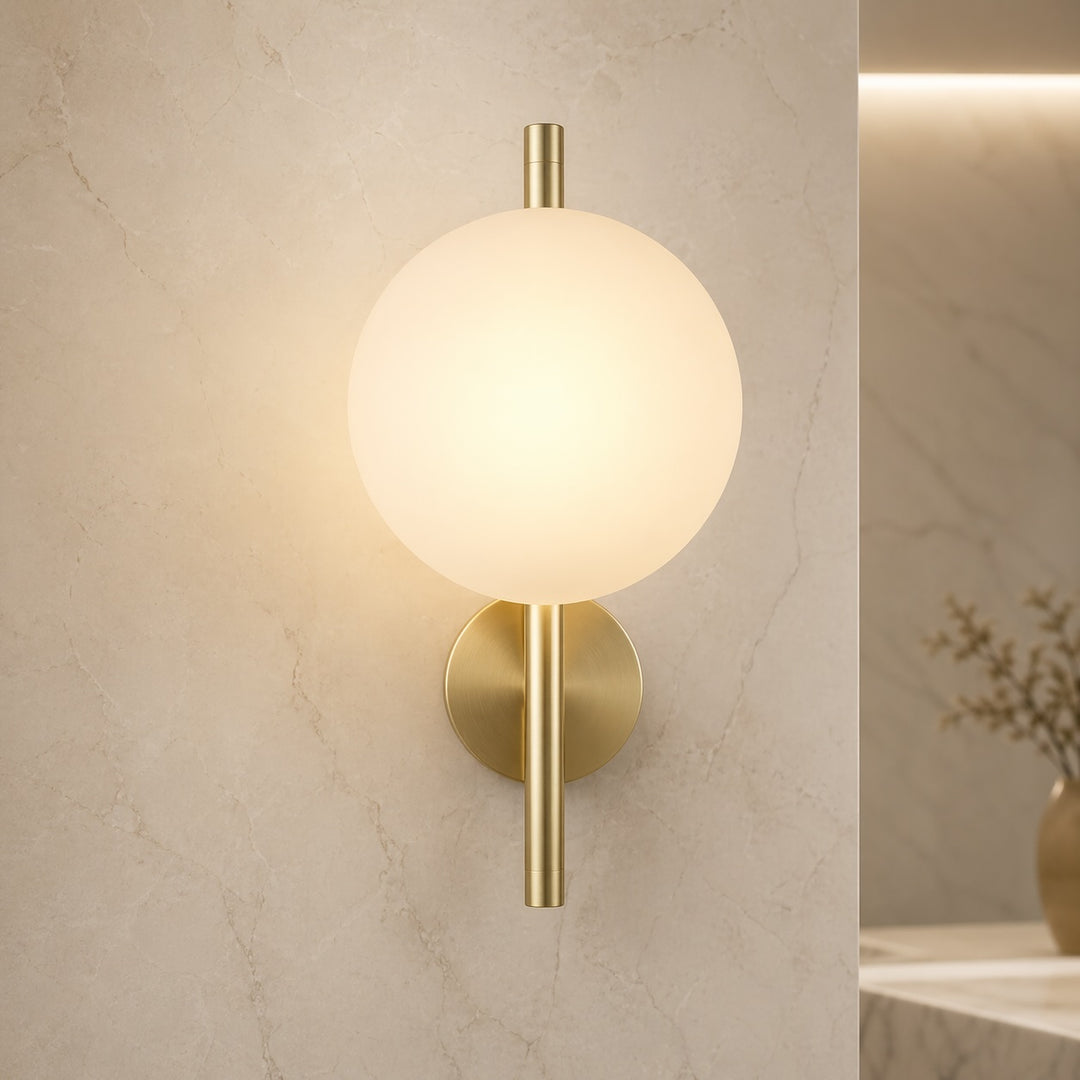Nordic Wall Light Round Wall Mounted Glass Sconce with Aluminum Frame Integrated LED 5W