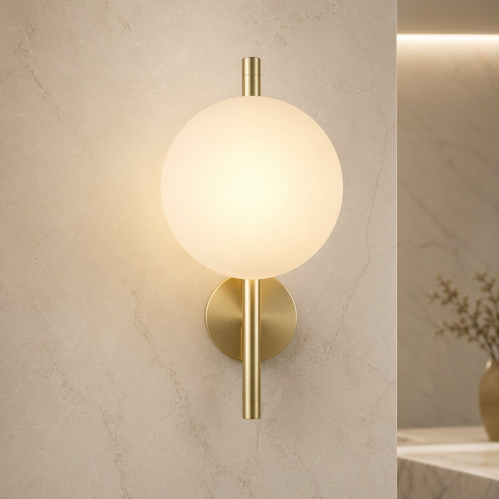 Nordic Wall Light Round Wall Mounted Glass Sconce with Aluminum Frame Integrated LED 5W
