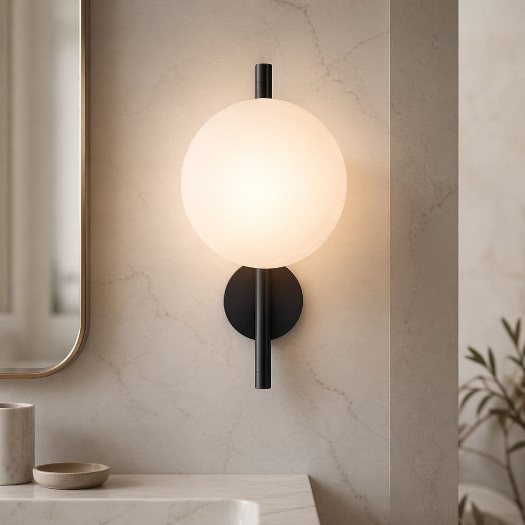 Nordic Wall Light Round Wall Mounted Glass Sconce with Aluminum Frame Integrated LED 5W