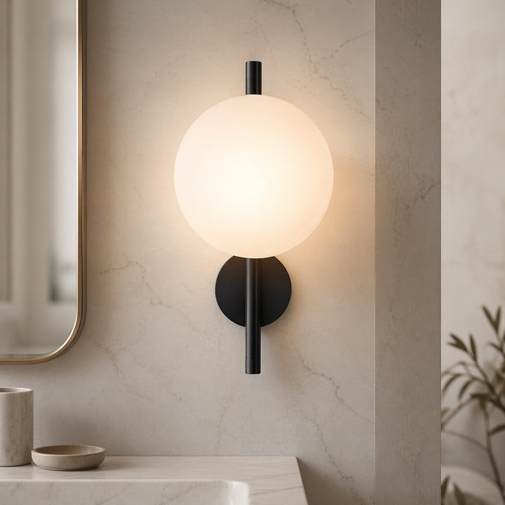 Nordic Wall Light Round Wall Mounted Glass Sconce with Aluminum Frame Integrated LED 5W