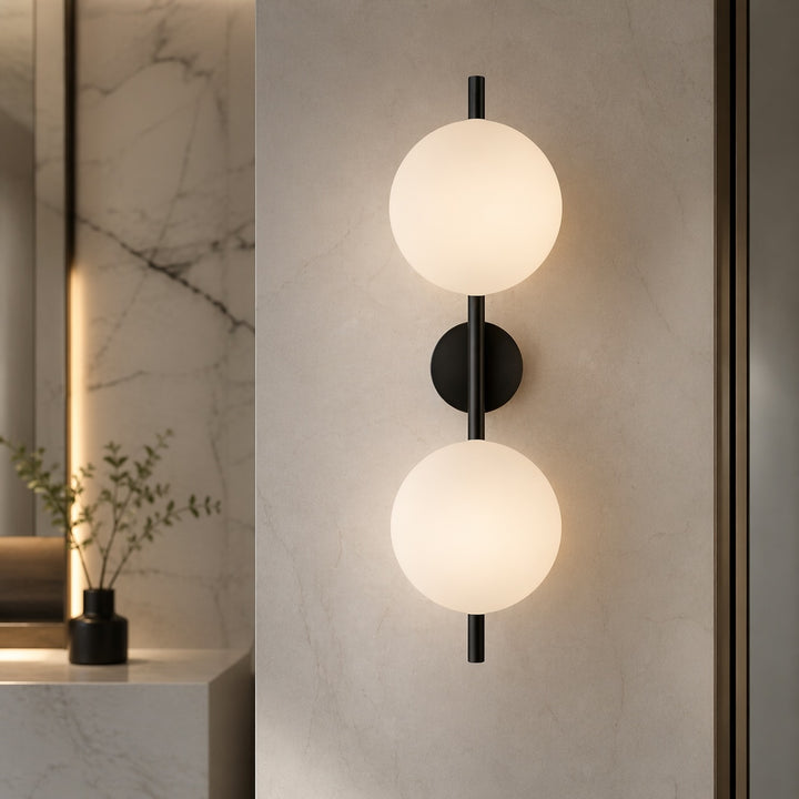 Nordic Wall Light Round Wall Mounted Glass Sconce with Aluminum Frame Integrated LED 5W