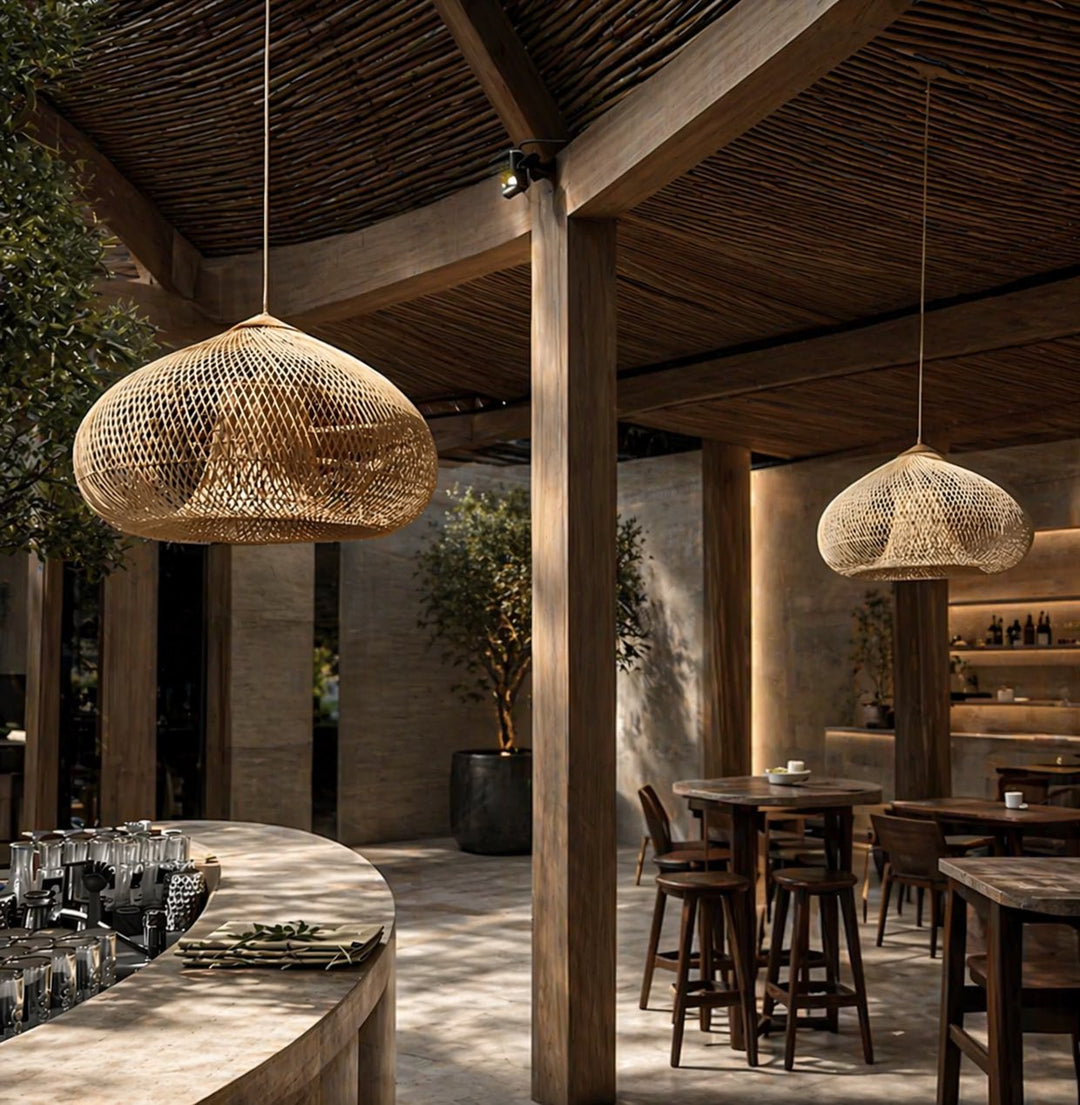 Handwoven Rattan Boho Hanging Ceiling Pendant Light
