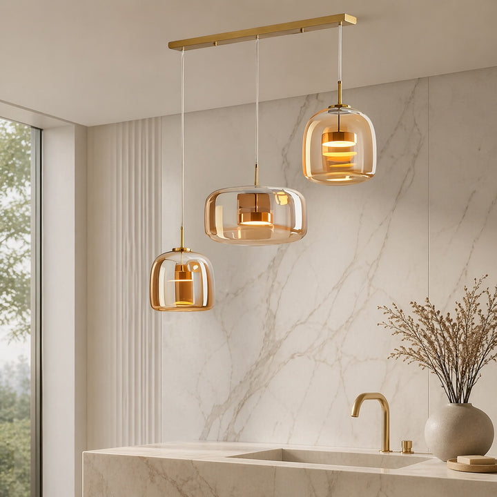 Modern Hand-Blown Glass Multi-Shade Pendant Light