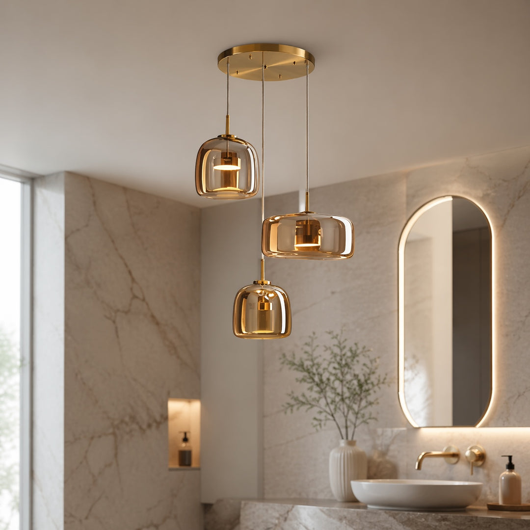 Modern Hand-Blown Glass Multi-Shade Pendant Light