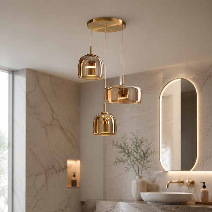 Modern Hand-Blown Glass Multi-Shade Pendant Light