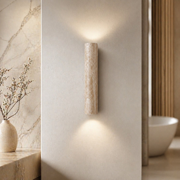 Minimalist Wall Light Up Down Sconce Travertine LED Natural Stone Design Hardwired 3000K