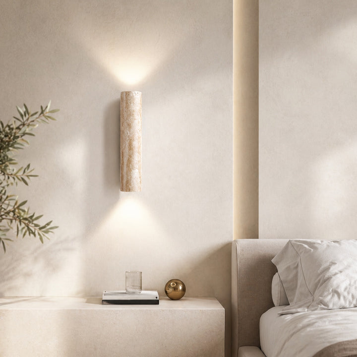 Minimalist Wall Light Up Down Sconce Travertine LED Natural Stone Design Hardwired 3000K