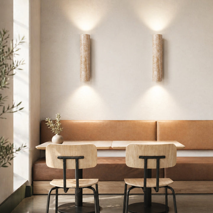 Minimalist Wall Light Up Down Sconce Travertine LED Natural Stone Design Hardwired 3000K