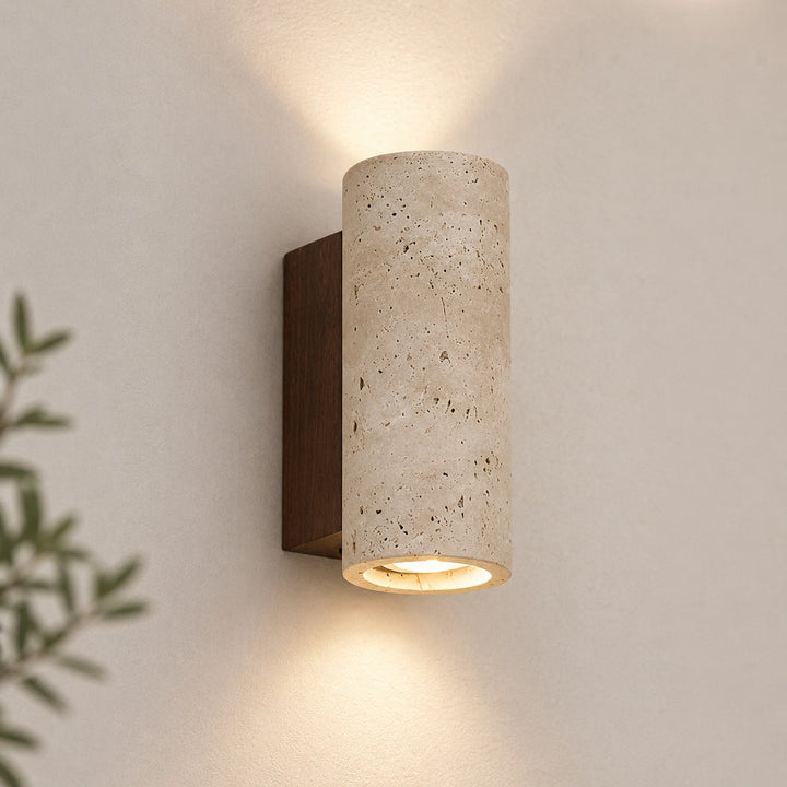 Minimalist Wall Light Up Down Sconce Travertine LED Natural Stone Design Hardwired 3000K