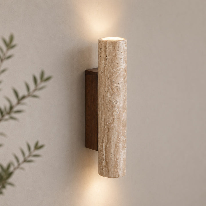 Minimalist Wall Light Up Down Sconce Travertine LED Natural Stone Design Hardwired 3000K