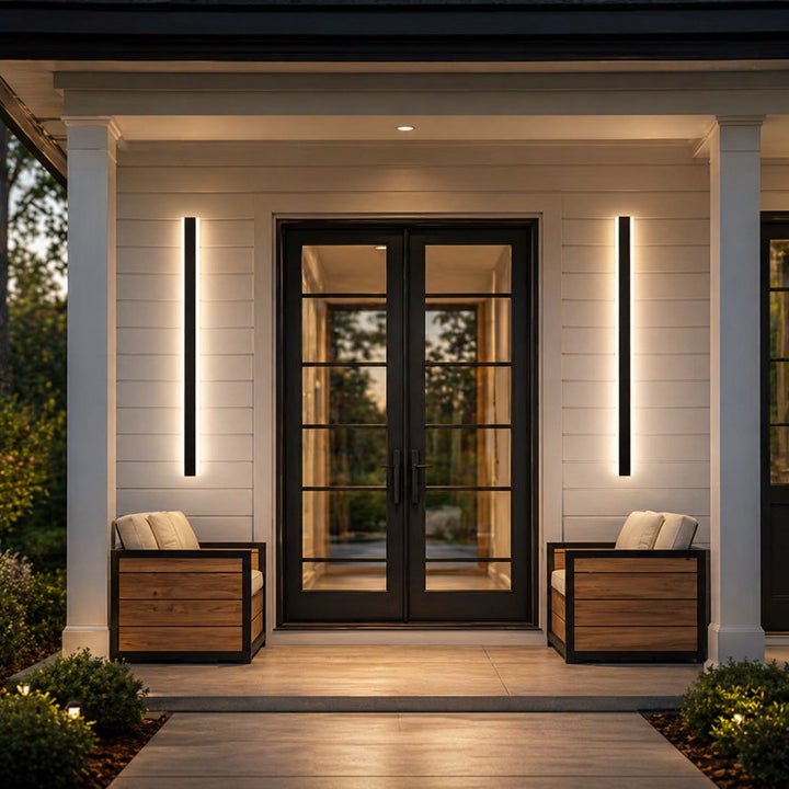 Outdoor LED Wall Light Dimmable IP65 Waterproof Aluminum Strip Sconce Black