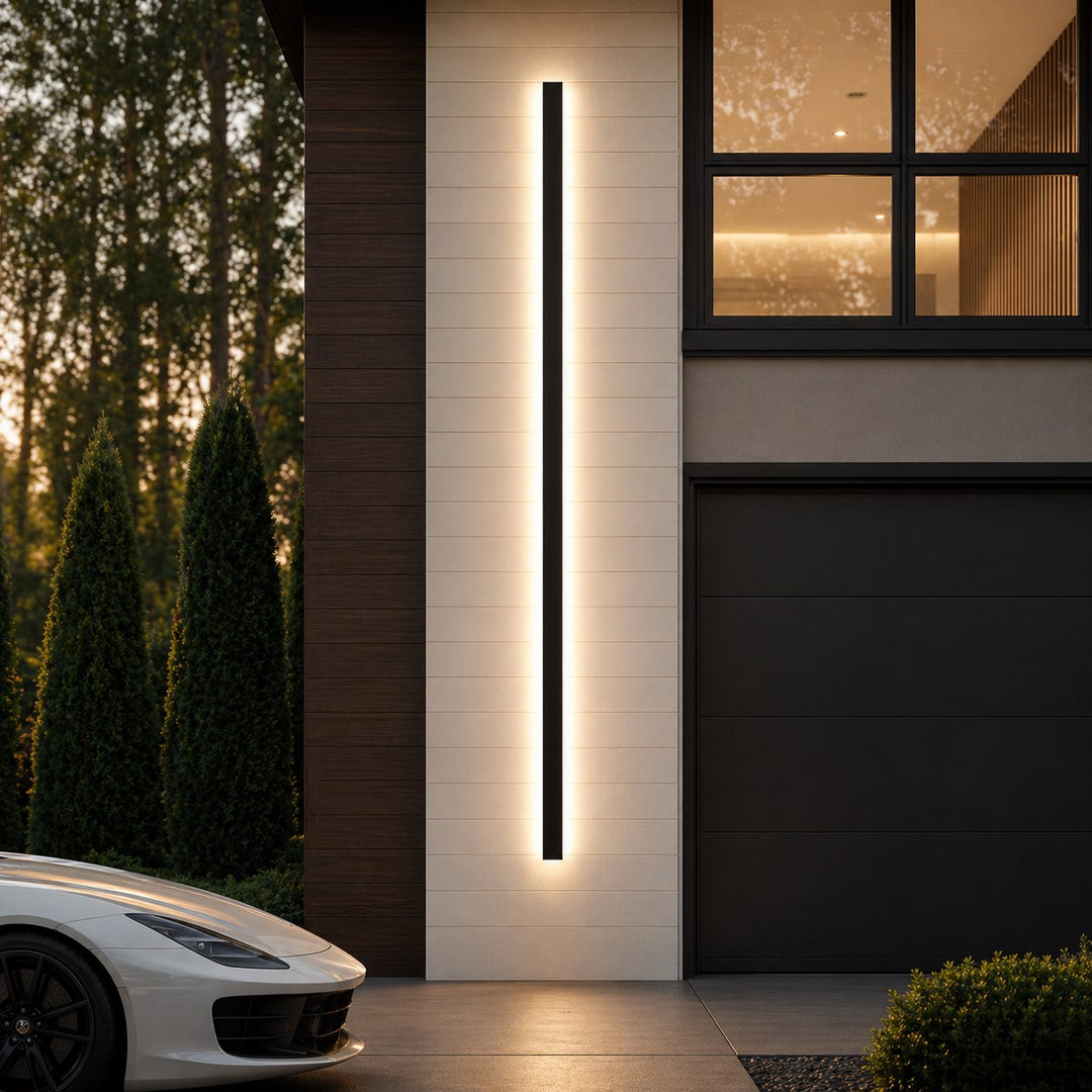 Outdoor LED Wall Light Dimmable IP65 Waterproof Aluminum Strip Sconce Black