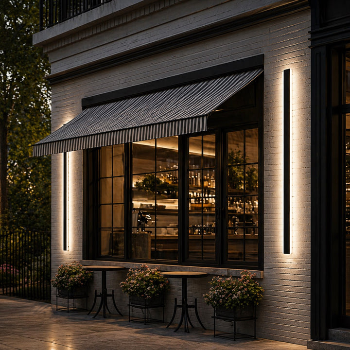 Outdoor LED Wall Light Dimmable IP65 Waterproof Aluminum Strip Sconce Black
