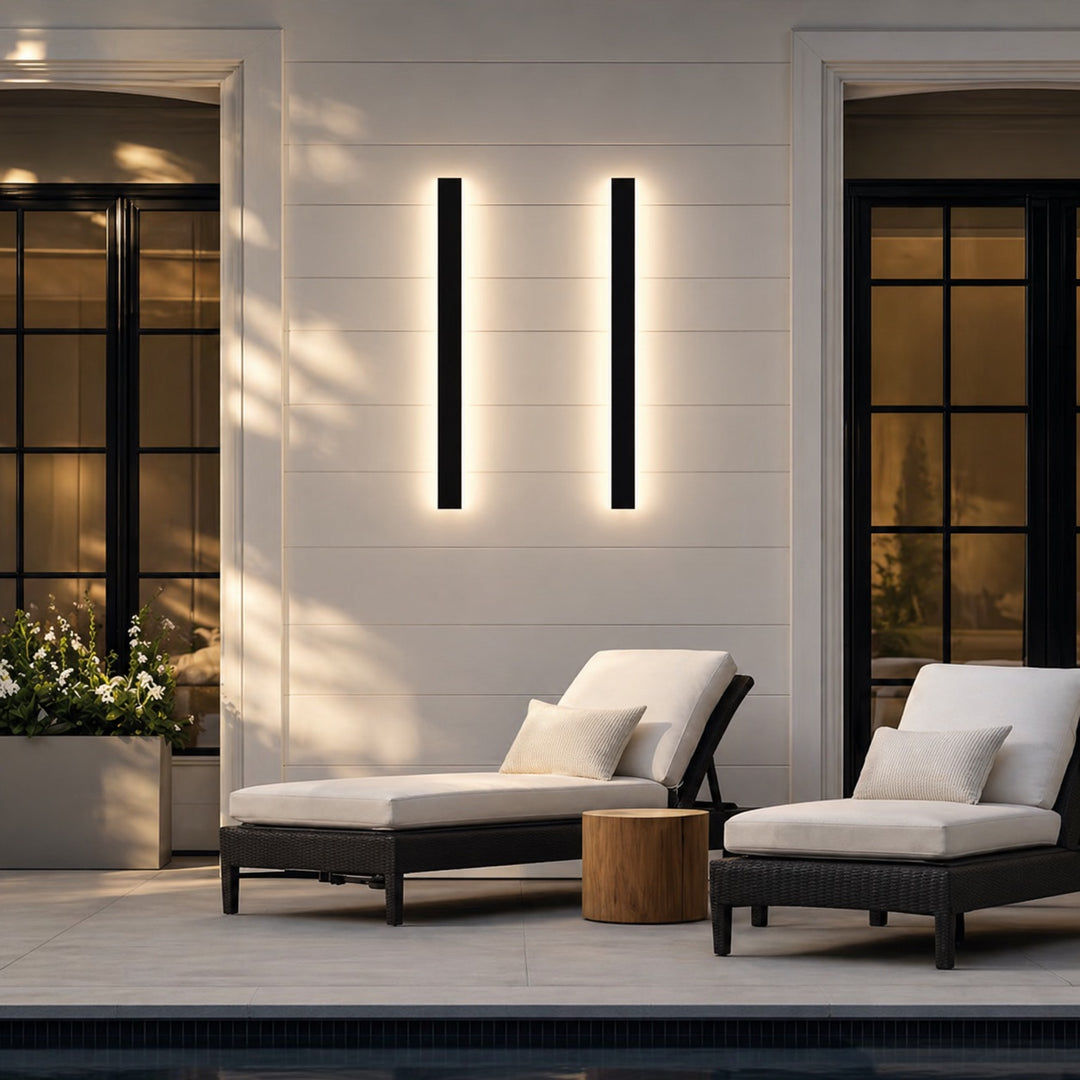 Outdoor LED Wall Light Dimmable IP65 Waterproof Aluminum Strip Sconce Black