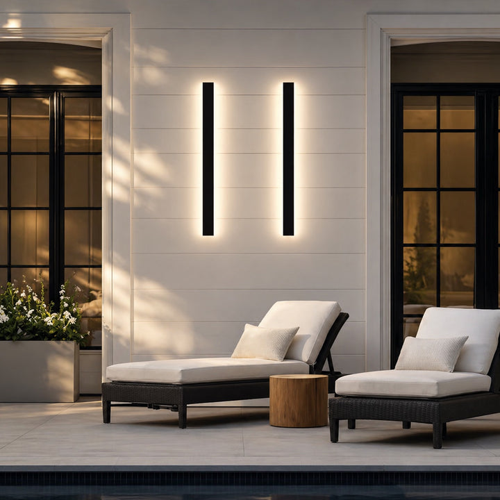 Outdoor LED Wall Light Dimmable IP65 Waterproof Aluminum Strip Sconce Black