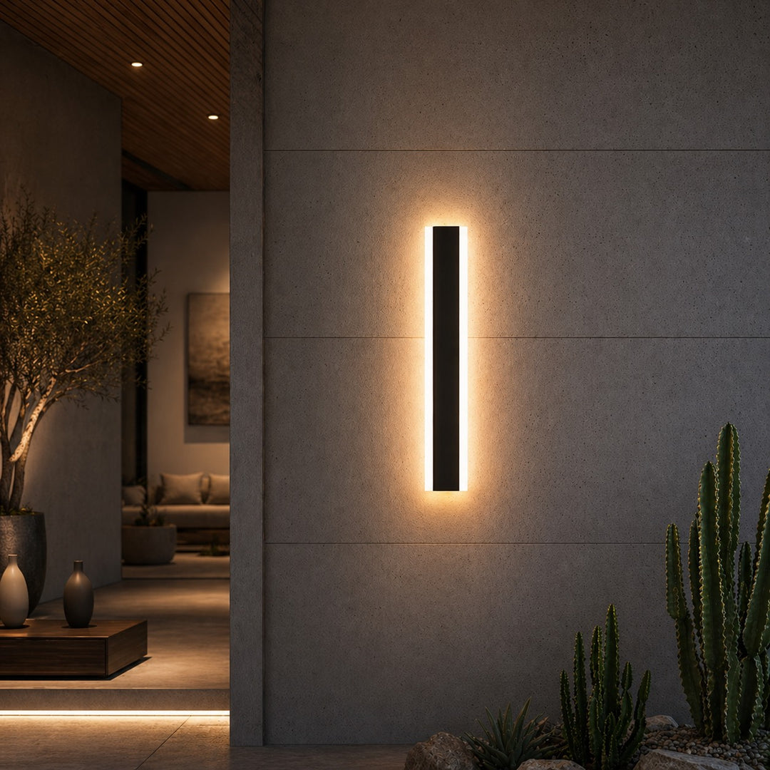 Outdoor LED Wall Light Dimmable IP65 Waterproof Aluminum Strip Sconce Black