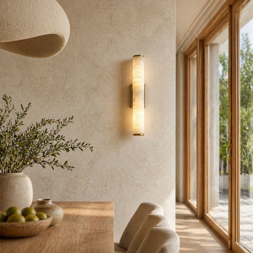 Modern Wall Sconce Wall Mounted Resin Marble Effect LED Warm White Light Copper Accents
