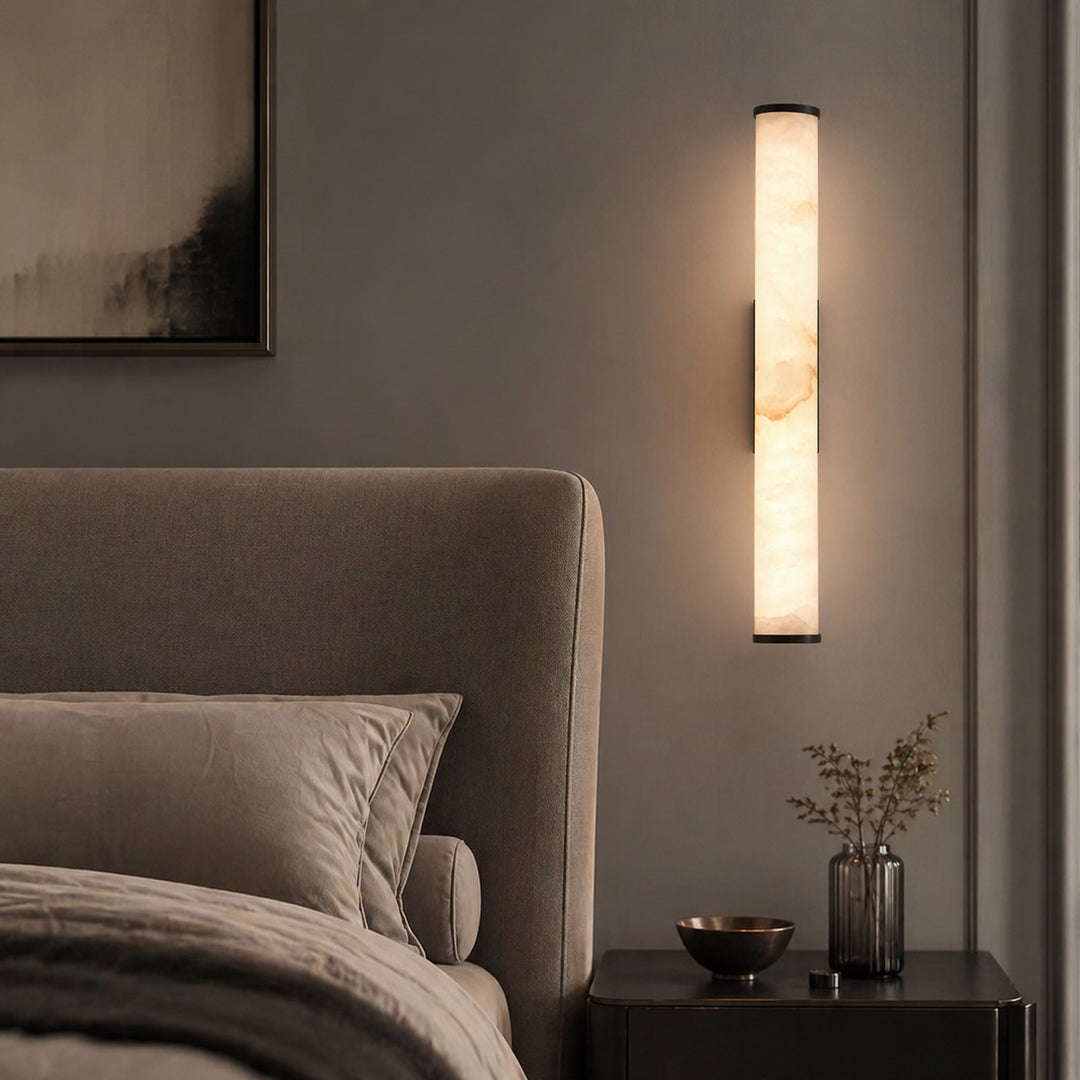Modern Wall Sconce Wall Mounted Resin Marble Effect LED Warm White Light Copper Accents