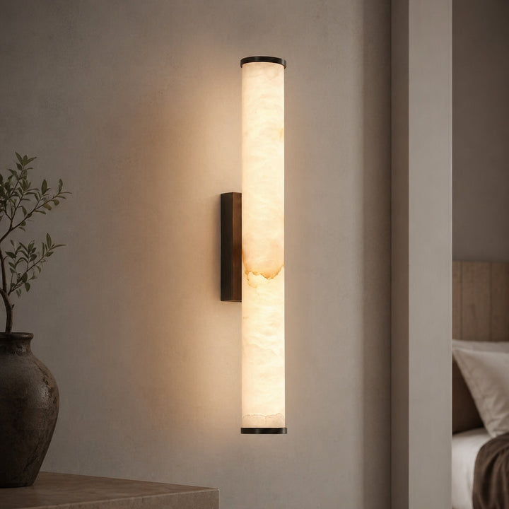 Modern Wall Sconce Wall Mounted Resin Marble Effect LED Warm White Light Copper Accents