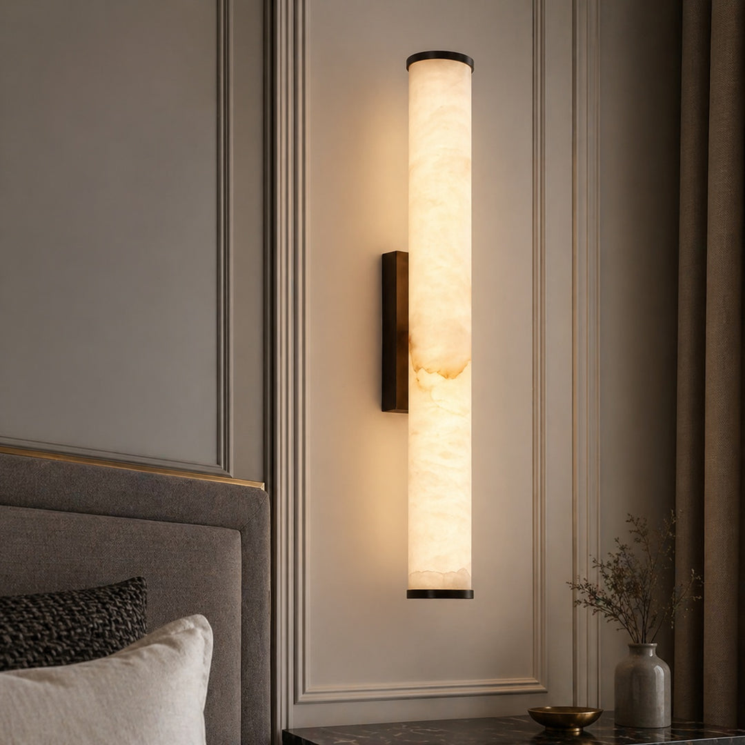 Modern Wall Sconce Wall Mounted Resin Marble Effect LED Warm White Light Copper Accents